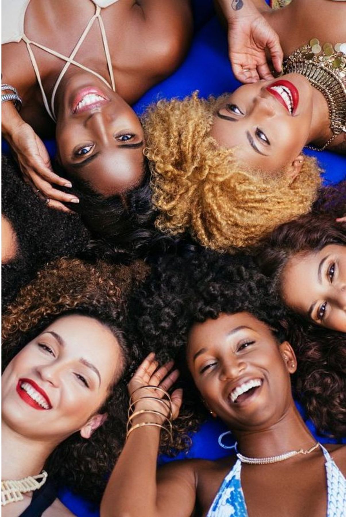 A group of customers together, photographed from above